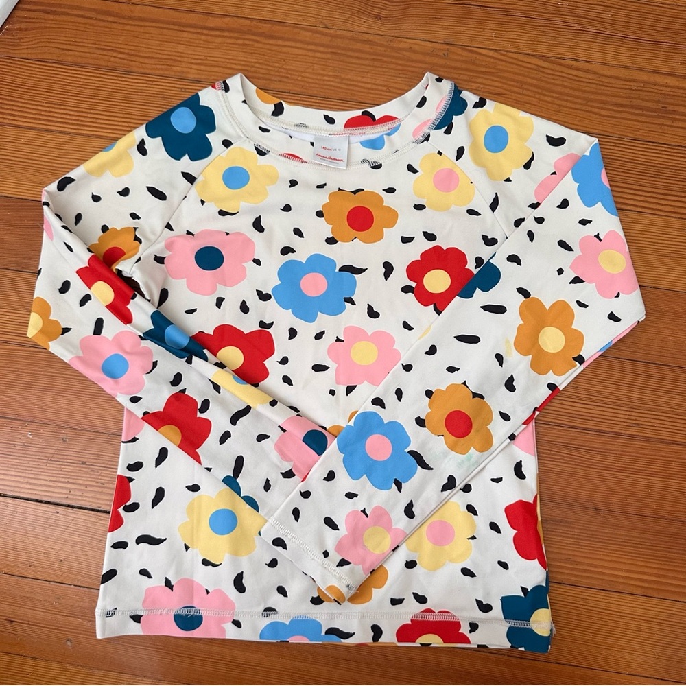 Girls 10 Hanna Andersson floral rash guard swim top